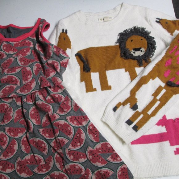 Girl's Watermelon Dress,size 6 AND Girl's Animal Sweater, size 7>Great condition - Picture 1 of 6